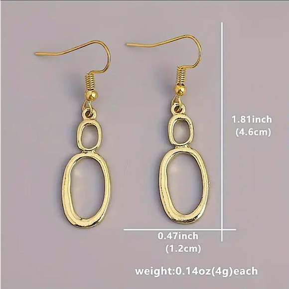 Gold Boho Geometric Irregular Dangle Earrings - Picture 5 of 5